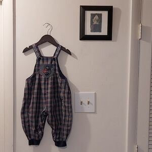 Vintage Blue and Red Plaid Kids Overalls